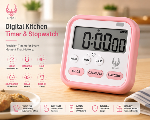 ZΛIVRO™ — Digital Kitchen Timer & Stopwatch with Large Display.
