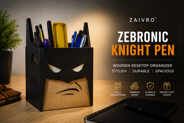 ZΛIVRO™ KnightPen — Premium Wooden Desktop Organizer for Pens.