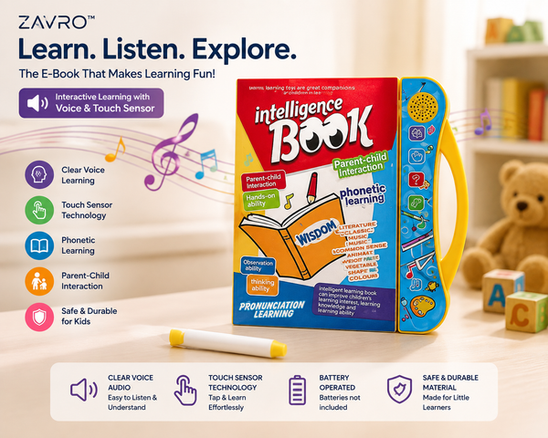 ZΛIVRO™ EduVibe — Interactive Learning Book for Kids with Voice & Touch Sensor, Phonics, Numbers, Animals & Educational Activities