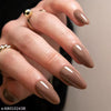 ZAIVRO Elite Vassaley Elegant Glossy Coffee Brown AlmondShaped Artificial Nail Set for Women And Girls