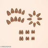 ZAIVRO Elite Vassaley Elegant Glossy Coffee Brown AlmondShaped Artificial Nail Set for Women And Girls